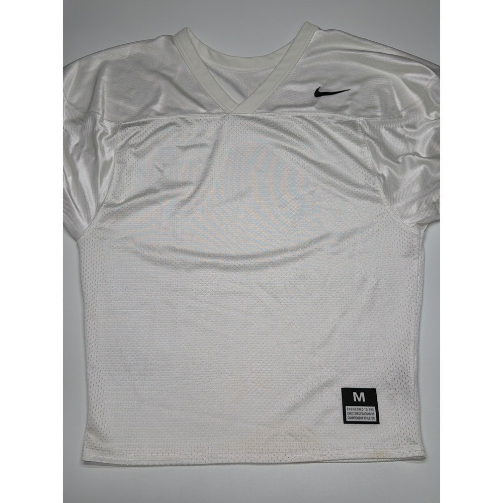 Nike Football Jersey Mens Medium‎ M White Mesh V Neck Dri-FIT Training